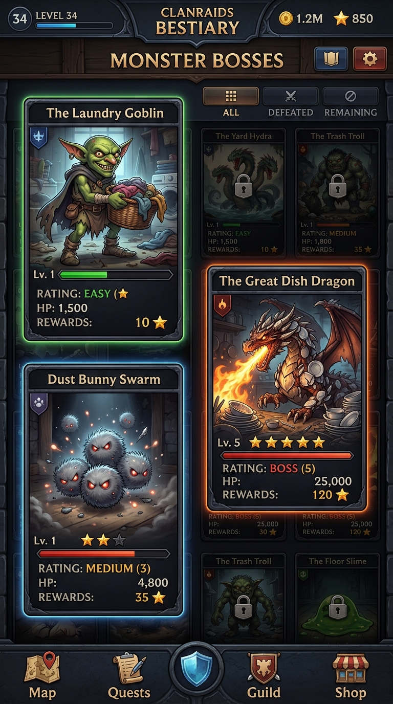 Monster Bestiary screen