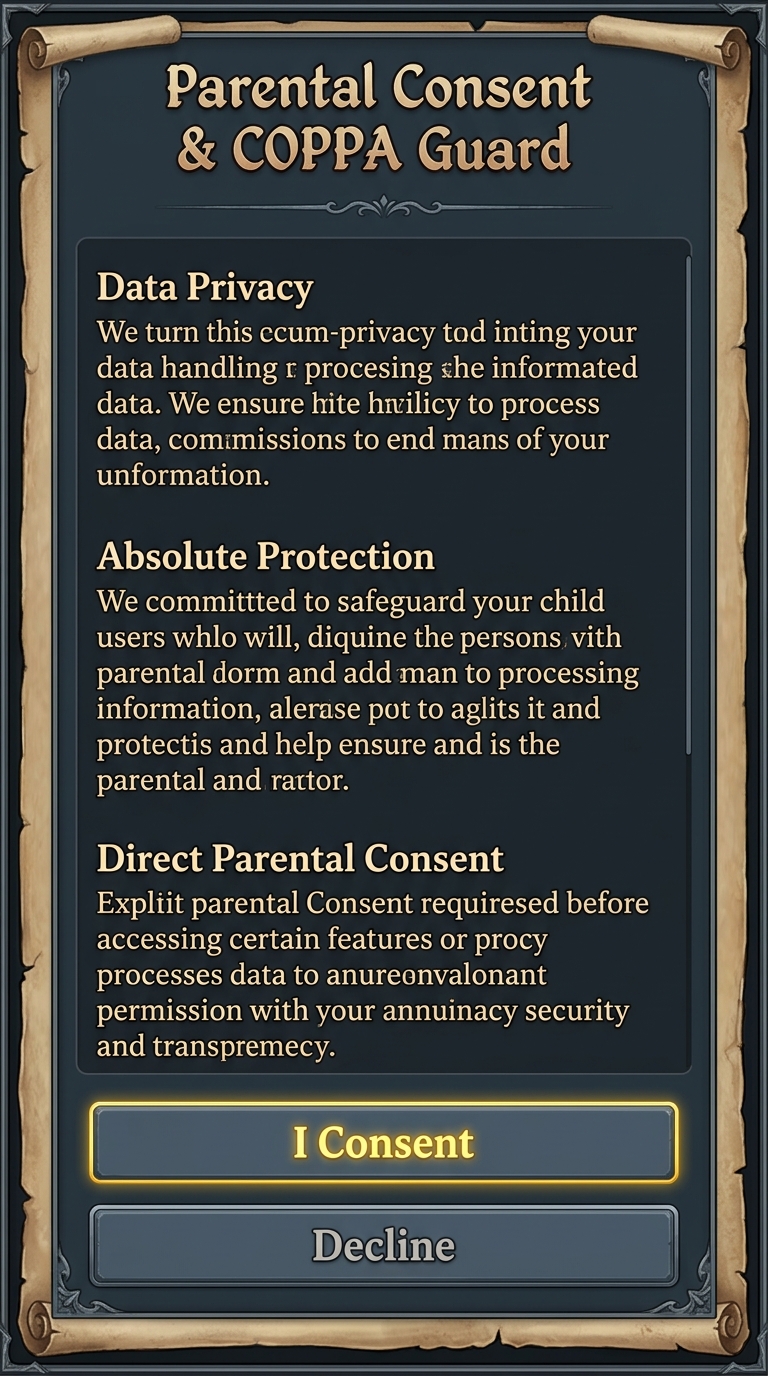 ClanRaids parental consent and COPPA guard screen
